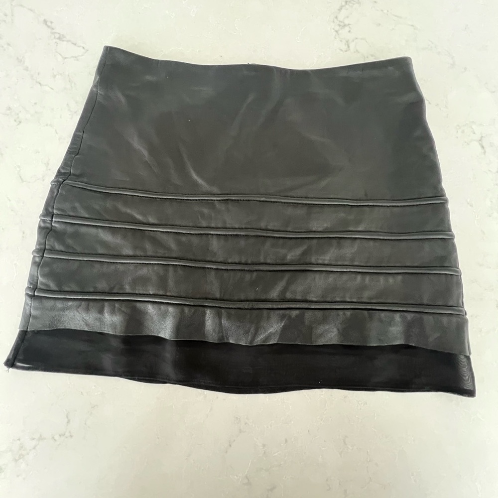 All Saints Dark Leather Mini Skirt